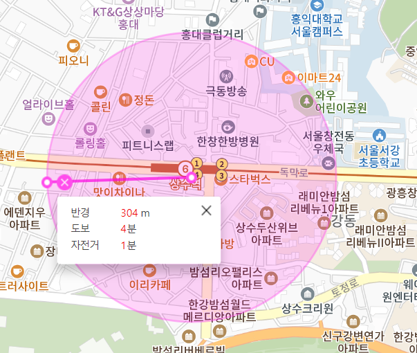 상수역 월주차 4번 출구 인근 추천합니다.