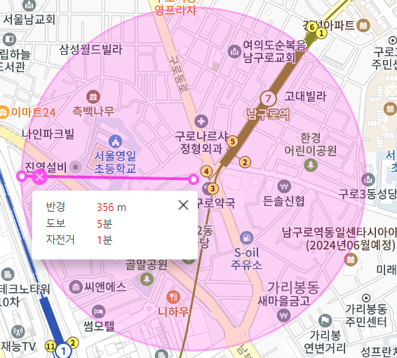 영일초등학교 인근 남구로역 월주차 안내