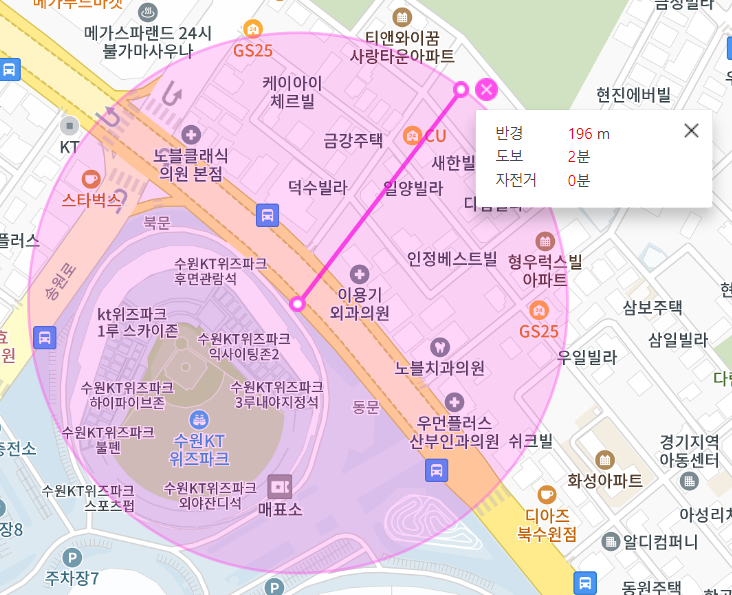 조원동 월주차 수원KT위즈파크 인근