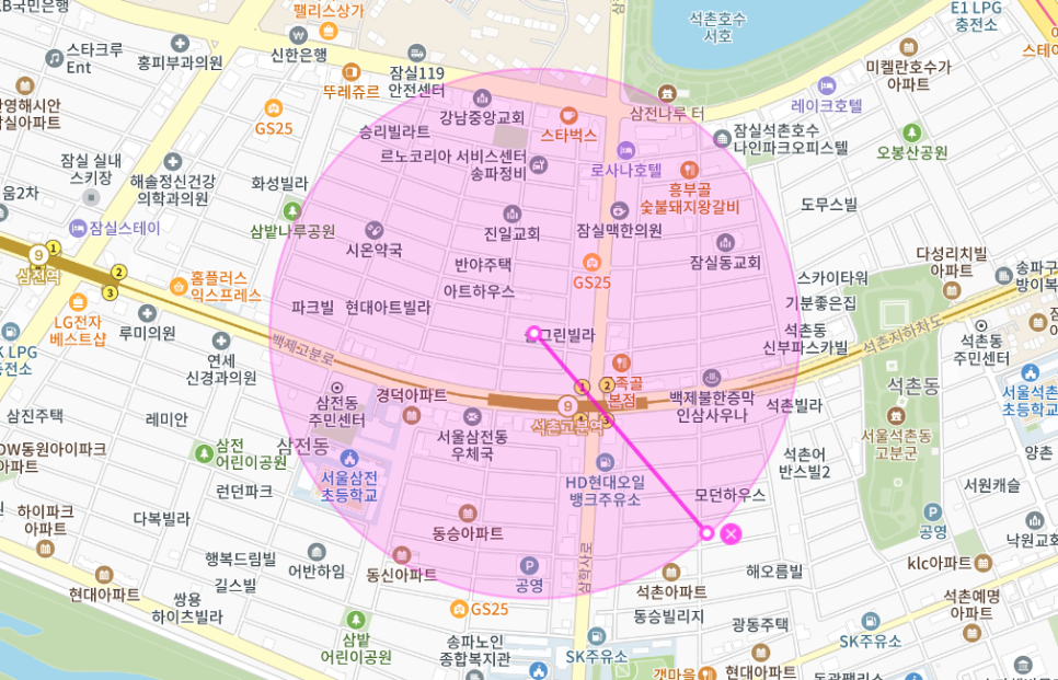 석촌고분역 월주차 _ 1번 출구에서 걸어서 1분 걸리는 곳에 있는 지정석 월주차