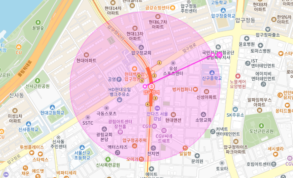 압구정역 월주차 _ 5번 출구 바로 앞 주차장