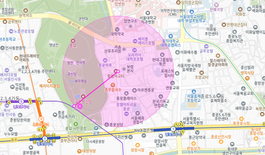 종로5가역 월주차_서울대병원, 보령본사 인근 주차장