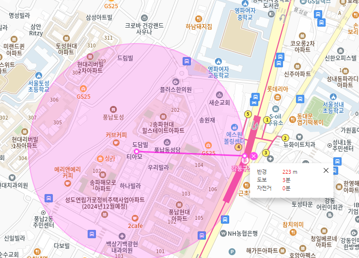 강동구 월주차, 강동구청 역 근처 주차장