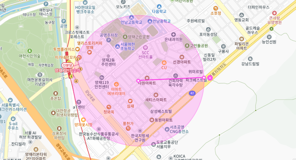 양재동 월주차 _  스타렉스 카니발까지 이용 가능한 빈자리 단일 주차장
