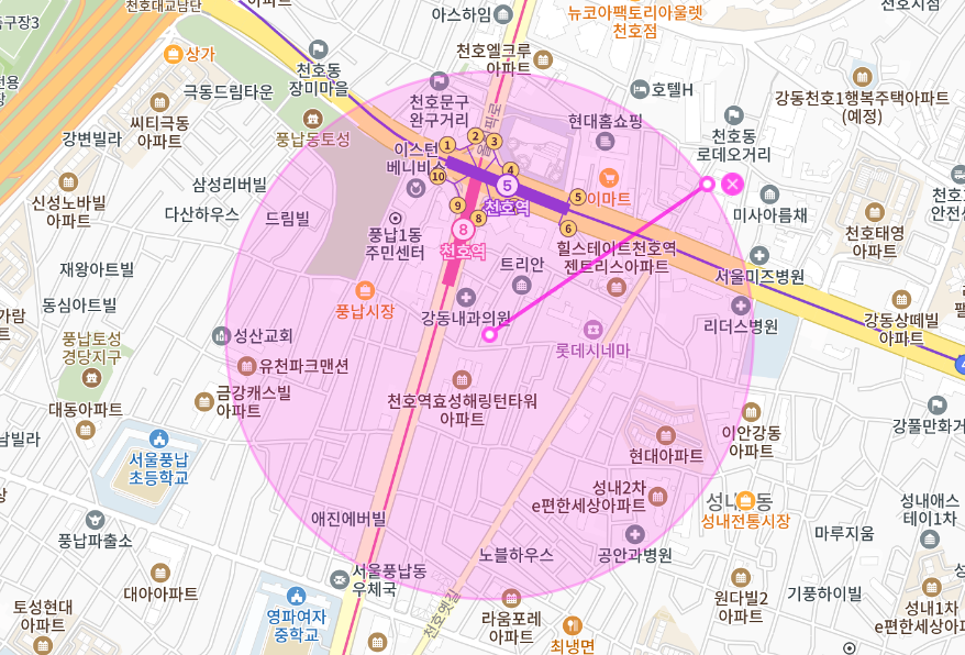 천호역 월주차 _ 현대백화점 천호점과 천호역에서 매우 인접한 역세권 주차장