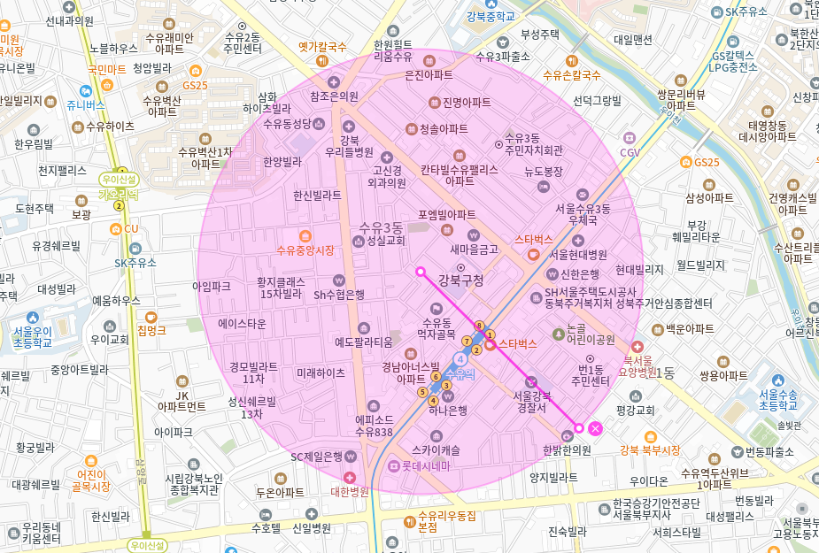 수유역 월주차_ 3번출구 인근 도보 2분내거리 역세권 주차장