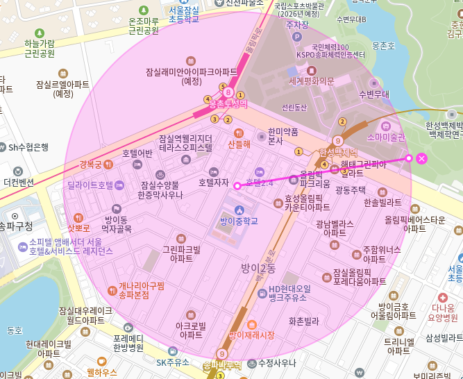 송파구 월주차_한성백제역 1번출구 도보 3분 전일제 단일주차장