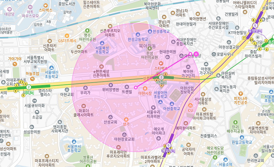 아현역 월주차 _ 24시간/지정석/전차종/단일주차