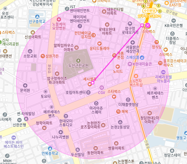 압구정로데오 월주차_도산근린공원 단일주차는 여기입니다