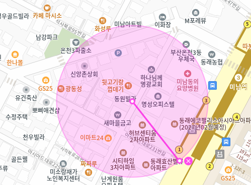 부산 미남역 월주차 미남역 1번 출구 도보 2분 거리