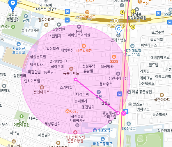 삼전동 월주차_석촌고분역과 배명고등학교 사이의 월주차장 예약해보세요
