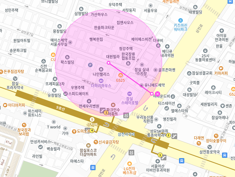 삼전역 월주차_역 도보 3분 거리 이내 24시간 월주차