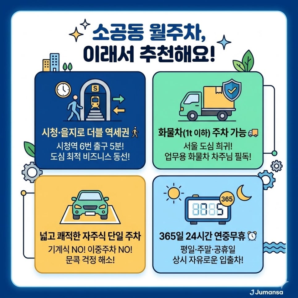 소공동 월주차 | 시청역 을지로입구역 역세권! 화물차도 OK 24시간 자주식 주차장 추천