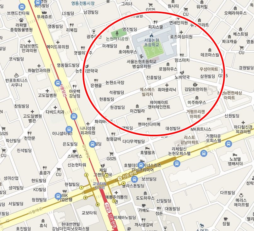 강남월주차-논현초 부근!