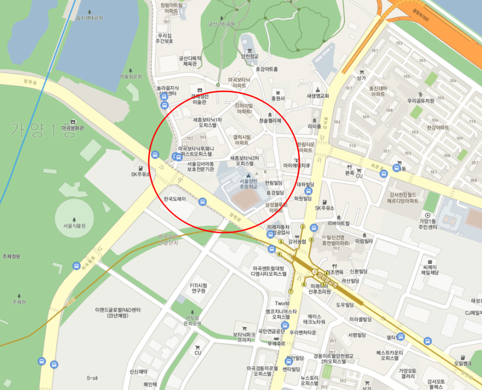 마곡월주차-양천초 가까이 위치