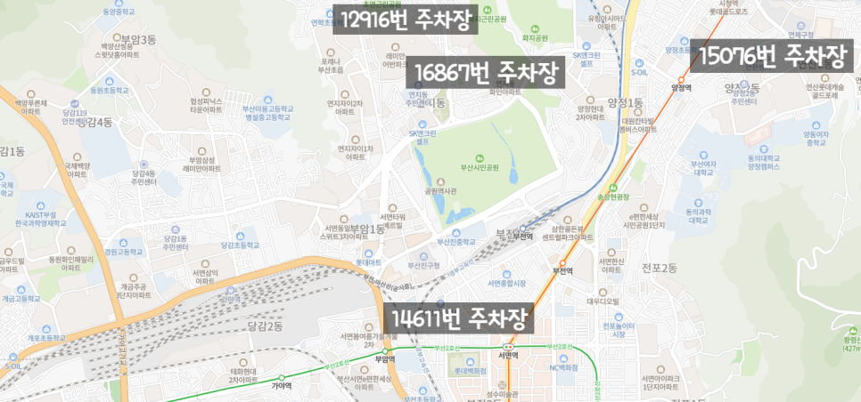 부산진구 월주차ㅣ부전동, 연지동, 초읍동, 양정동 월주차 자리 안내