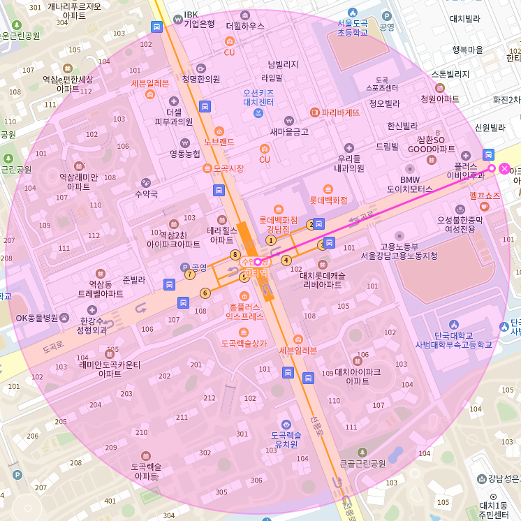 한티역 월주차│도곡초등학교, 롯데백화점 인근│한티역 도보 3분 │월 9만 원대