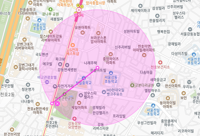 천호 월주차_천일 중학교, 천호근린공원 인근 주차장
