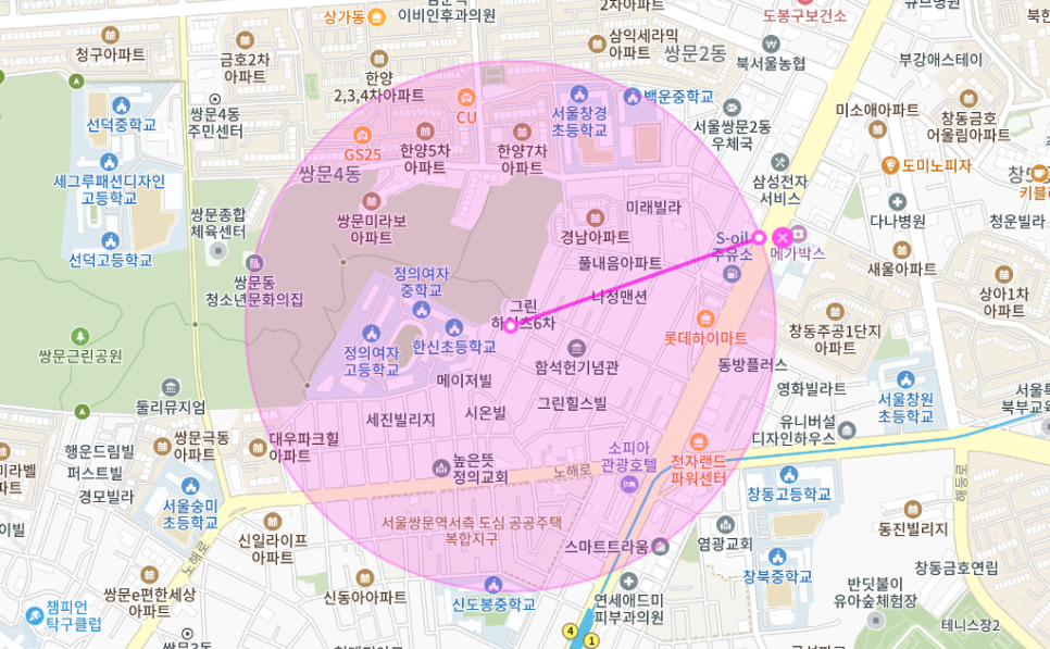 쌍문역 월주차 _ 문이 2개인 지하철 역 주변에 평일 24시간 사용이 가능한 주차장