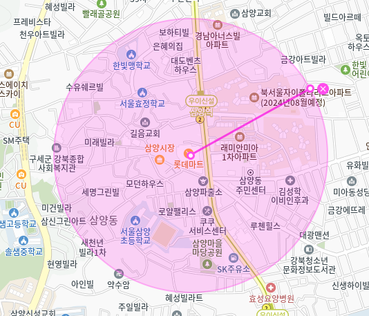 미아동 월주차_삼양역 인근 Tmap 제휴 롯데마트 월주차장