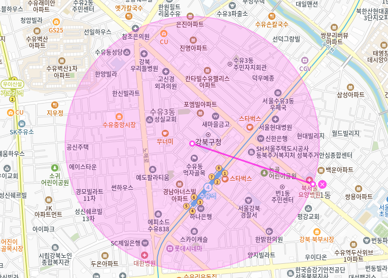 수유역 월주차_ 강북구청/먹자골목/역 도보 3분내거리 편하게 이용하세요