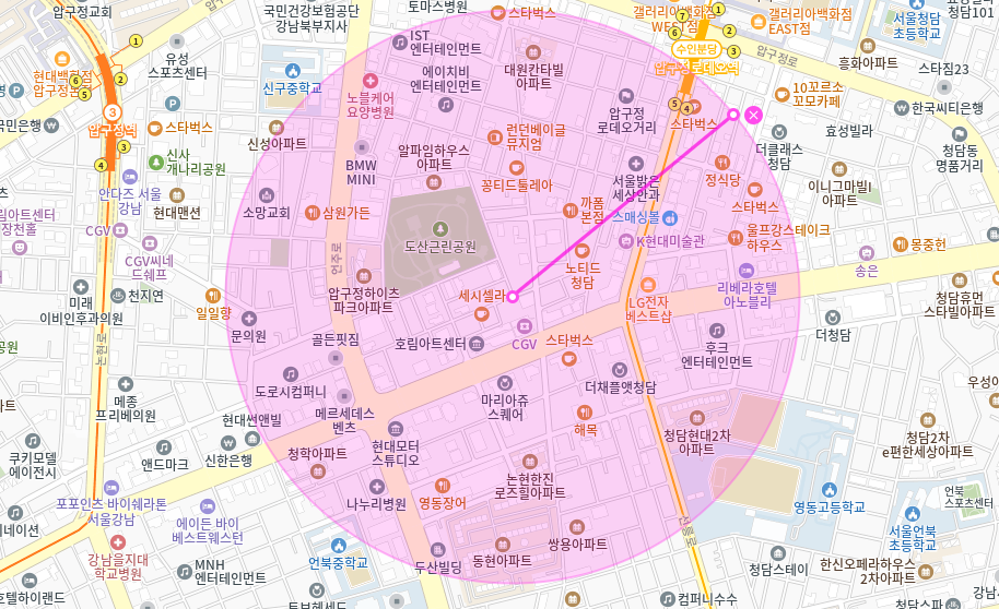 압구정로데오역 월주차_ 도산근린공원/압구정로데오거리 인근 단일주차장