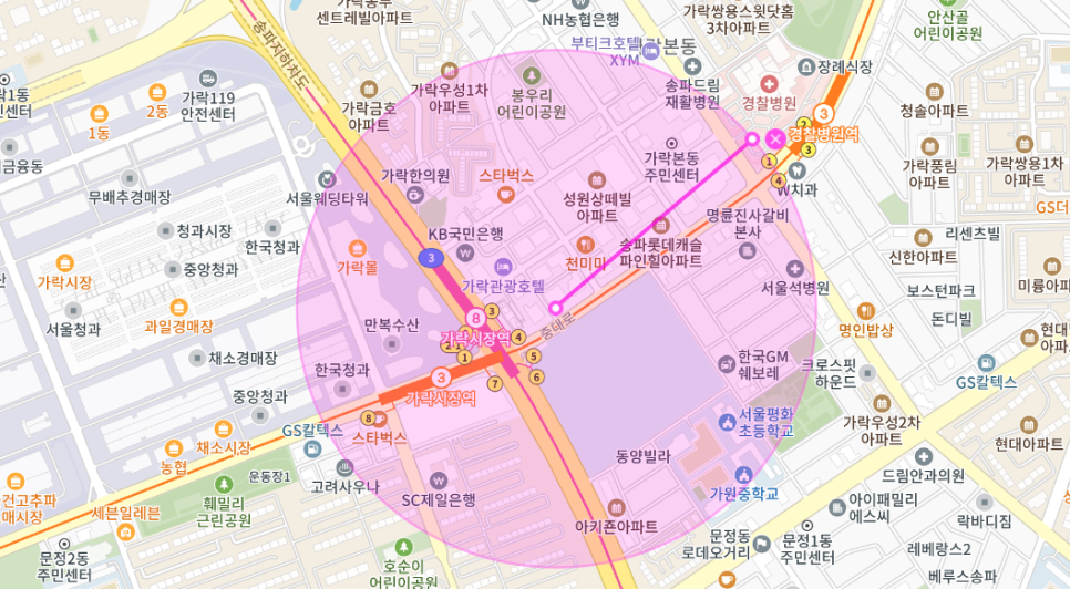 가락시장역 월주차 _ 지하철 역 3번 4번 출구 앞 빈자리 단일 주차가 가능한 주차장