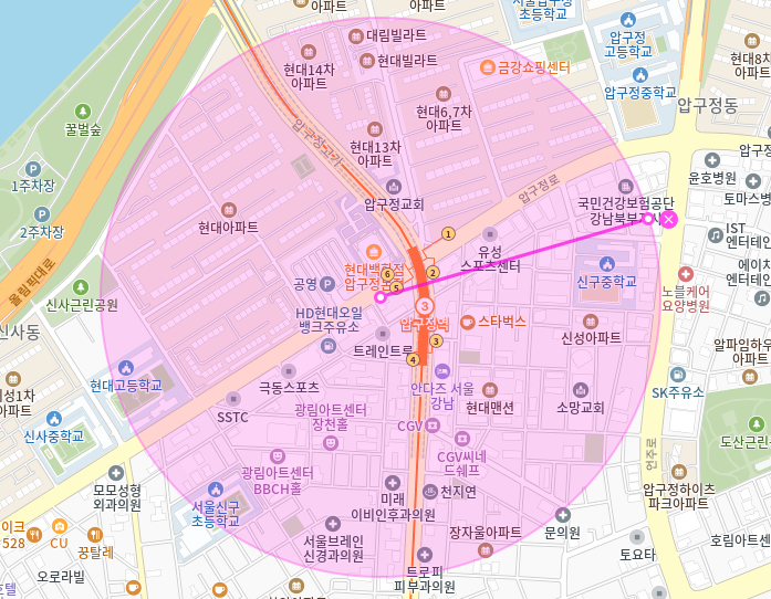 신사동 월주차_5번출구 도보1분 초역세권 전일 24시 단일주차