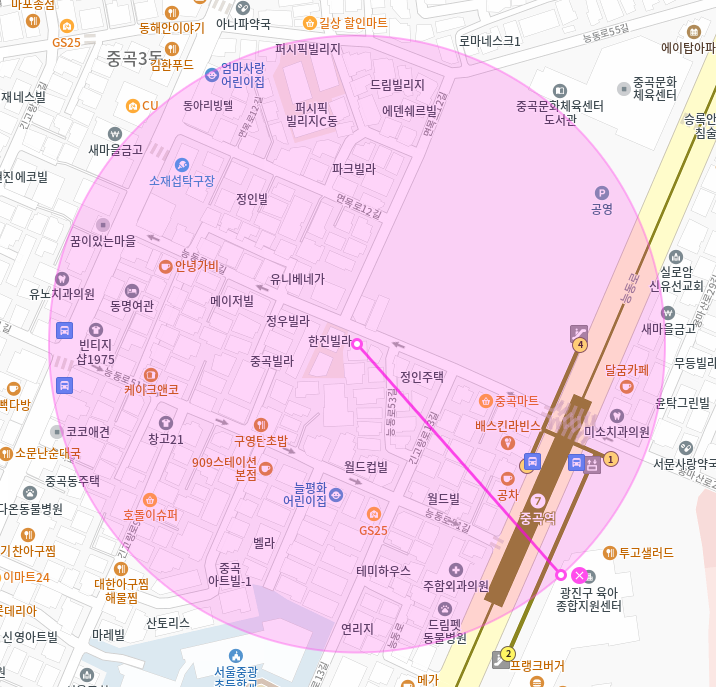 중곡동 월주차 / 중곡역 4번출구 도보3분, 인근 최저가, 단일주차장