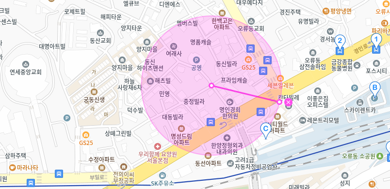 오류동역 월주차_연세중앙교회와 오류동역 사이에 위치한 월주차장 소개