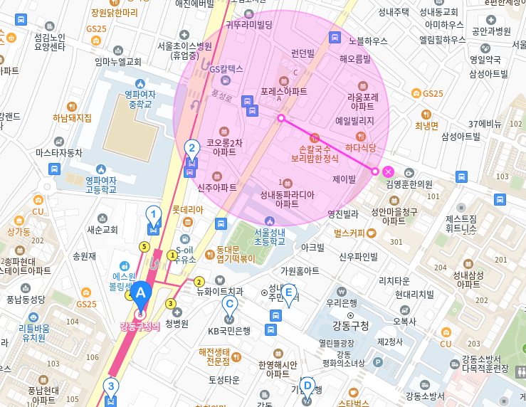 강동구청역 월주차_성내초등학교 방향 24시간 월주차장