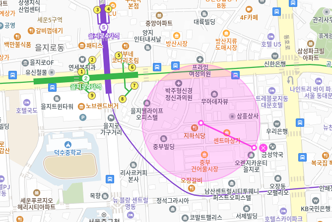 을지로4가역 월주차_8번 출구 방향 도보 5분 이내에 위치한 월주차장