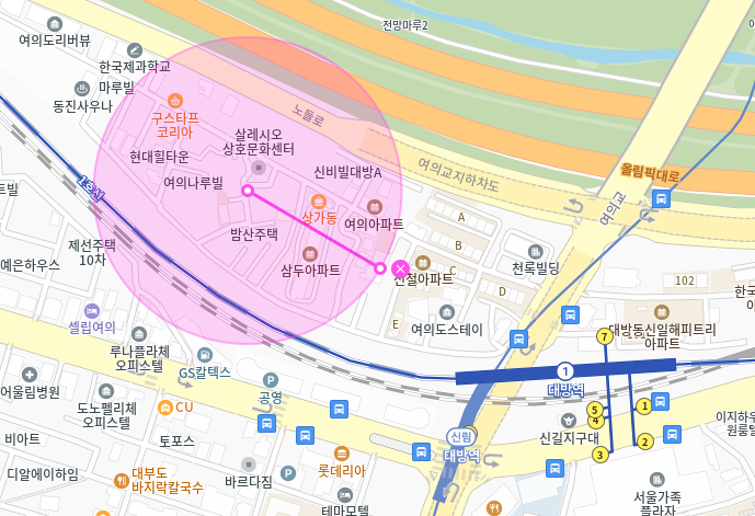 대방역 월주차_올림픽대로 방향 24시간 월주차장 소개