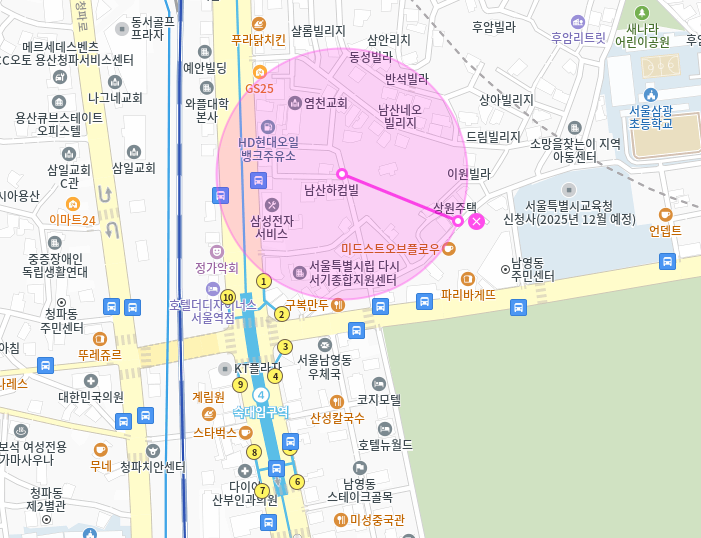 숙대입구역 월주차_1번출구 방향 24시간 월주차장