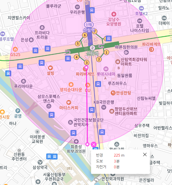 신림동 월주차 신림역 3번 출구 인근 추천장소