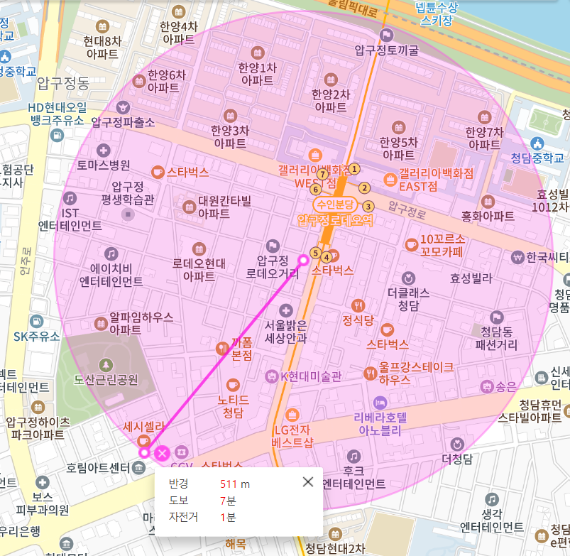 압구정로데오 월주차 압구정로데오 거리 인근 편리한 곳