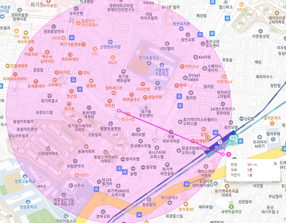 회기동 월주차 _ 회기역 도보 5분거리의 지정석,단일 주차장