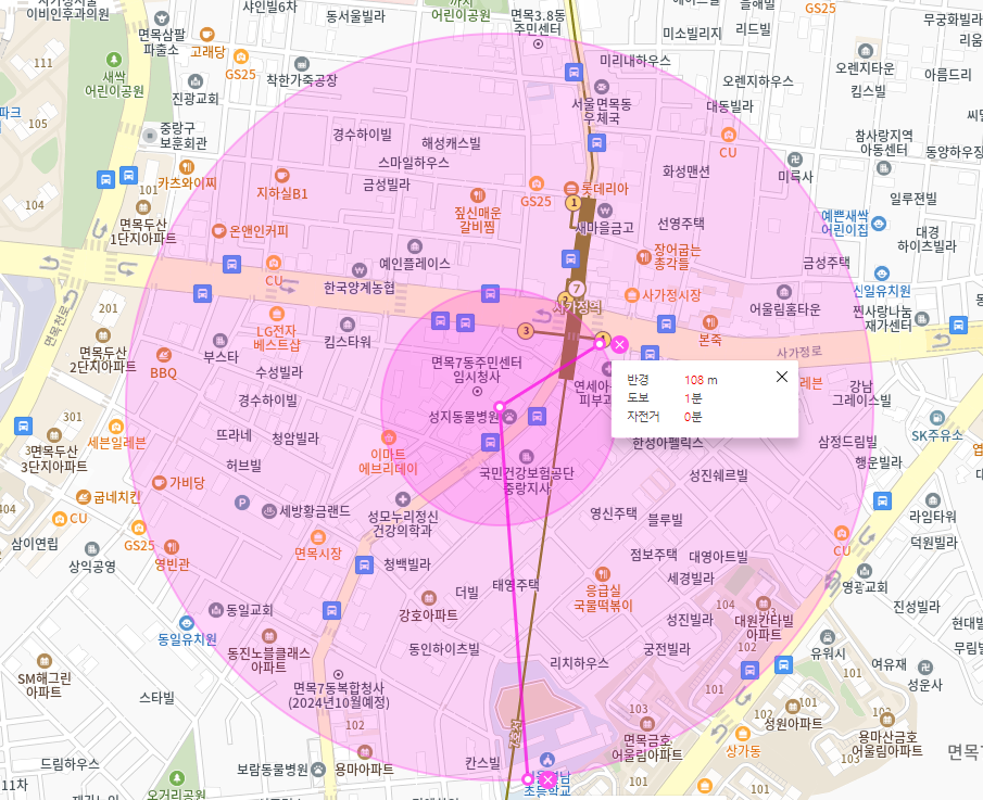 사가정역 _ 사가정역 3번출구 인근 주차장