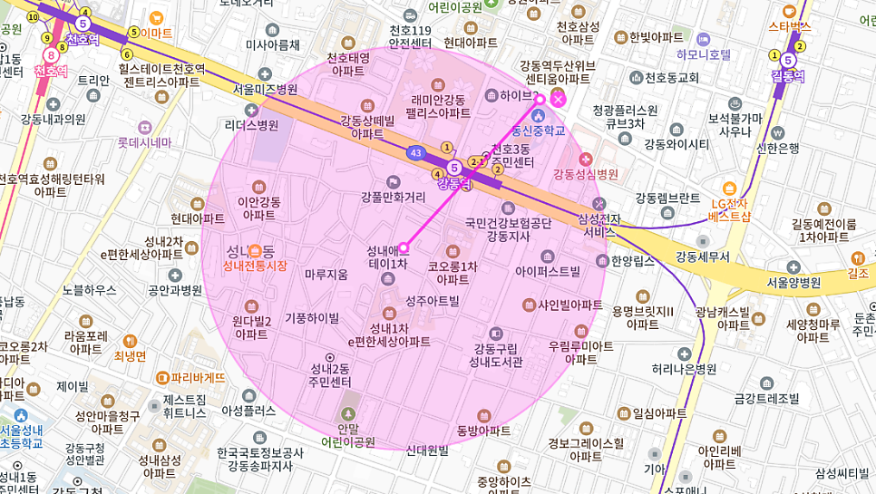 강동구 월주차 _ 강동역 3번 4번 출구에서 도보 4분 후에 도착이 가능한 지정석 월주차장