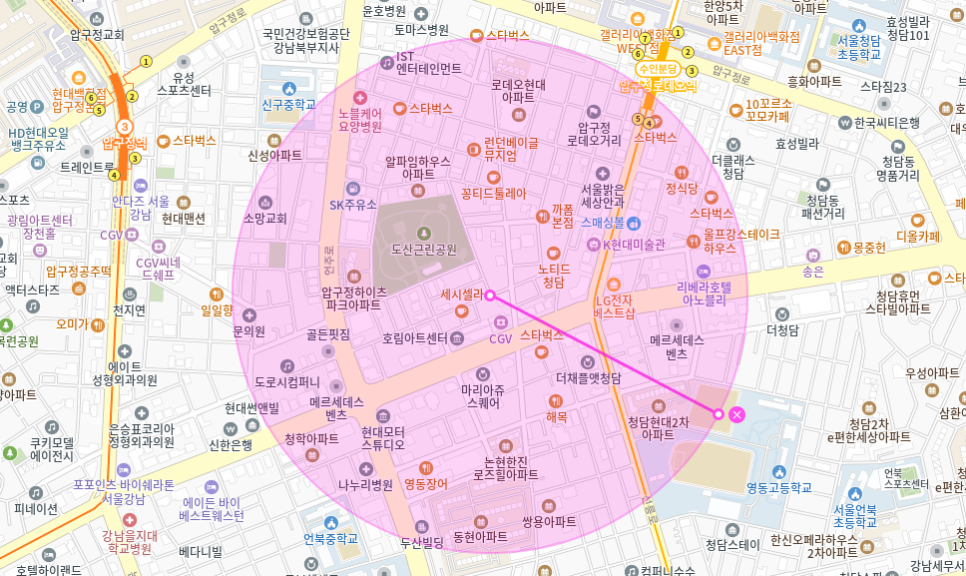 압구정로데오역 월주차_ 도산근린공원/지하철역/런던베이글 인근 주차장