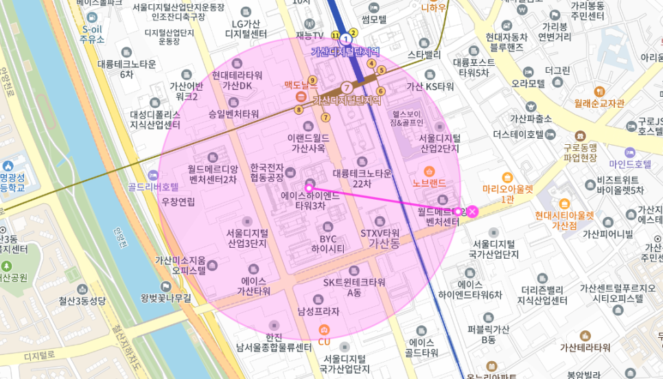 가산디지털단지역 주차장 _ 가디역 7번 8번 출구 바로 앞 지정석 단일주차 가능합니다!