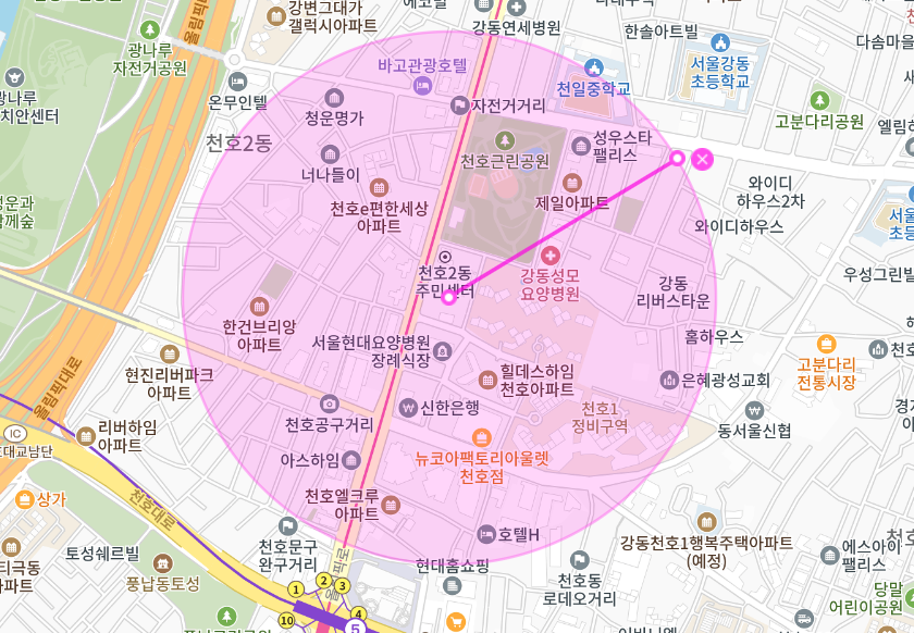 천호 월주차 _ 천호2동 주민센터 인근 지정석 단일주차 가능