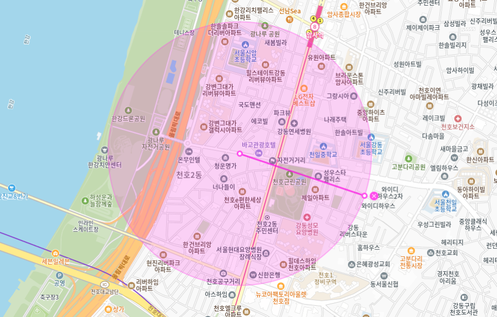 천호동 월주차_ 광나루한강공원/천호근린공원 인근 주차장