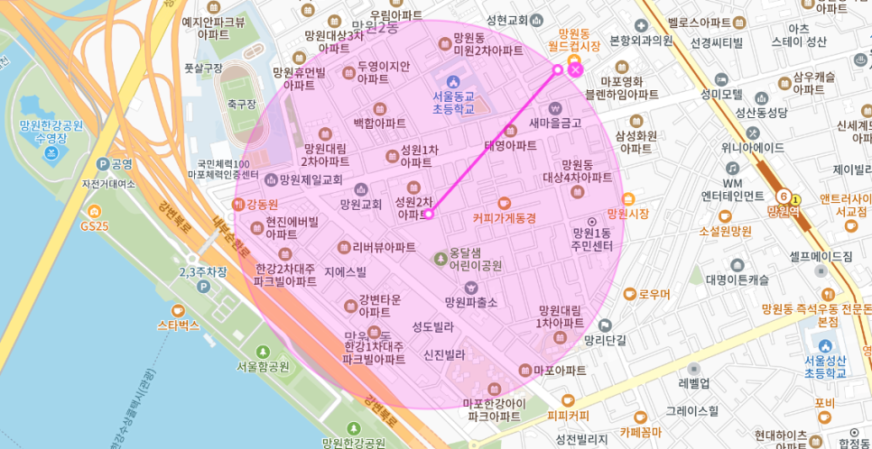 망원동 월주차 _ 망원 한강 공원 인근 지정석 단일주차장