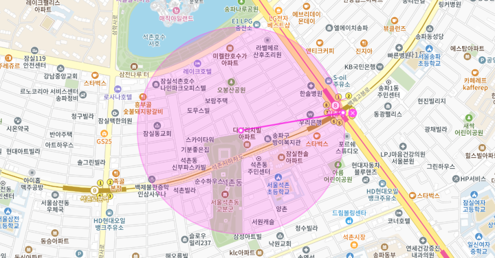 석촌동 월주차 _ 석촌역과 석촌 고분 주변에서 가까운 지정석과 단일 주차장