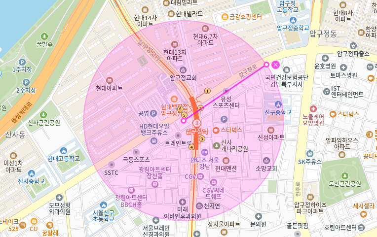 압구정역 월주차 _ 5번 출구 바로 앞 24시 주차장