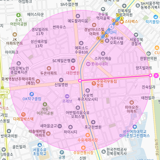 수유역 월주차_수유역 4번 출구에서 도보로 3분도 안 걸리는 주차장 상세 정보 보기