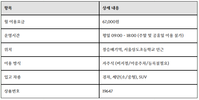 상도동 월주차 | 장승배기역·상도초 6만 원대 평일 주간 전용 자주식