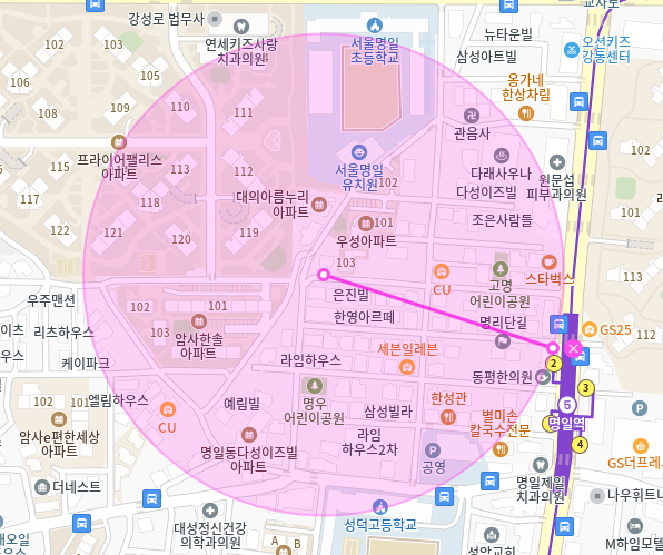 명일역 월주차_2번 출구 인근 주차장