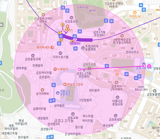 금호동 월주차 / 신금호역 도보 3분 대현산배수지공원 인근